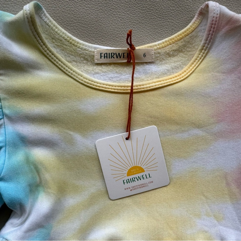 NWT FAIRWELL Rainbow colorful Tie Dye Jersey Dress - Soooooo Soft - Size 6 $75 - Picture 2 of 4
